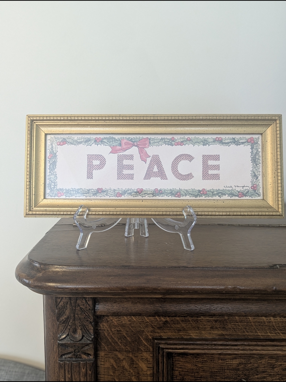 Charles F. Humphrey "Peace" Framed Christmas Art Print Vintage